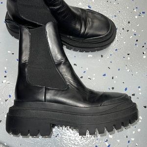 Zara combat sock boots leather rare size 36 or 6.5 mint